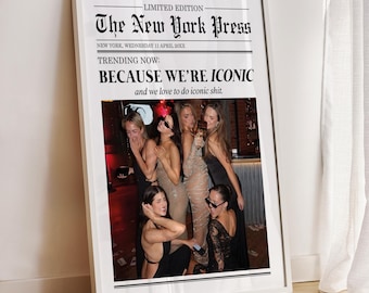 Personalized Custom Iconic Newspaper Print Photo Collage Wall Art
