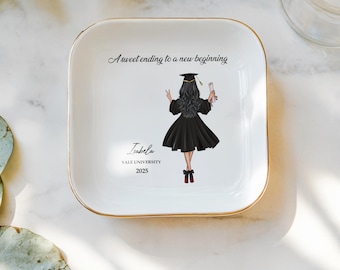 Personalized Graduation Trinket Dish, Ceramic Jewelry Holder