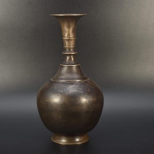 Vintage Metal Vase, Aged Brass Patina, Antique Copper Style Pitcher, Rustic Home Decor
