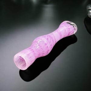 Hand Blown Pink & Purple Chillum Glass Pipe – Unique Swirl Design – Compact One Hitter – 3.5”–3.8”