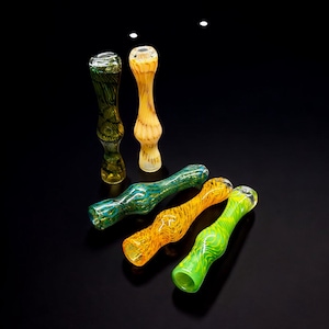 Handmade Thick Glass Chillum One Hitter Pipe - 3.5″ Mini Tobacco Pipe - Made in USA (Random Color)
