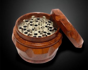 Wooden Herb Grinder 63mm | Sharp Teeth | Dark Brown | Durable Imitation Wood Material
