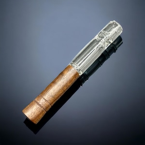 Chillum de una sola carga de madera y vidrio / Accesorio portátil para fumar de 4"