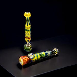 Rose Gold Mini Glass Chillum Pipe, Hand Blown