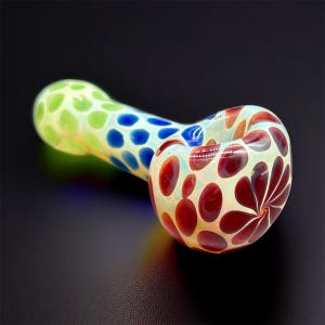 Hand Blown Glass Pipe with Multi-Color Textured Dot Design - 4.5”