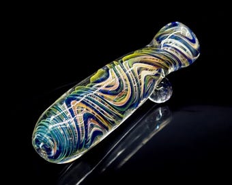 Rainbow Swirl Glass Chillum – Fumed One Hitter Pipe, USA Made