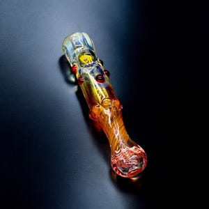 Mystery Character Chillum Glass Pipe Hand Blown in USA Fumed Glass 3.2 to 3.4 Inch Unique Anti Roll Dot Design