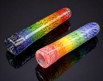 Handmade Rainbow Glass Chillum Pipe 4 Inch | Colorful Fumed One Hitter | Artisan Borosilicate Glass Pocket Pipe | Gift for Glass Collectors