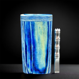 Dugout de madeira azul feito à mão com ponta de moedor de metal, cachimbo de um golpe