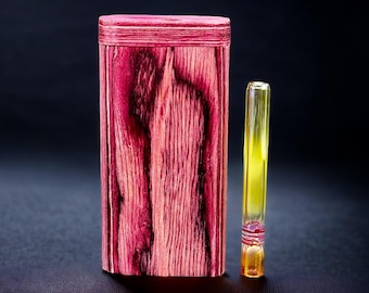 Burgundy Wooden Dugout com um cachimbo de um hitter | Kit de fumar portátil de 4”