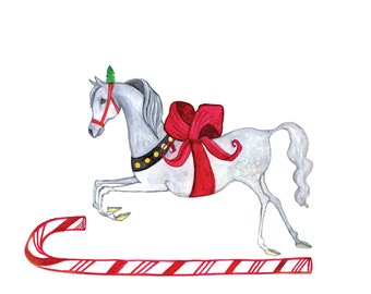 Candy Cane Gift Horse Greeting Card