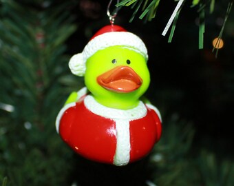 Grinch Santa Rubber Duck Ornament