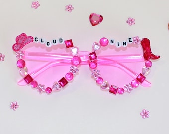 Pink "Cloud Nine" Bedazzled Cowgirl Heart Glasses
