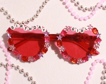 Pink Birthday Girl Bedazzled Party Sunglasses