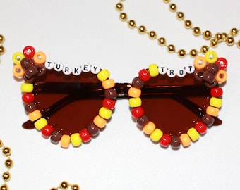 Brown Beaded "Turkey Trot" Heart Sunglasses