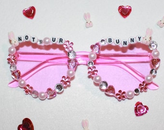 Pink "Not Ur Bunny" Halloween Costume Heart Sunglasses