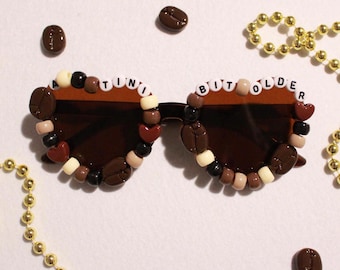 Brown "A Tini Bit Older" Birthday Beaded Heart Sunglasses
