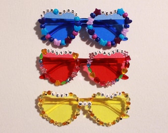 Customizable Bedazzled or Beaded Personalized Heart Sunglasses