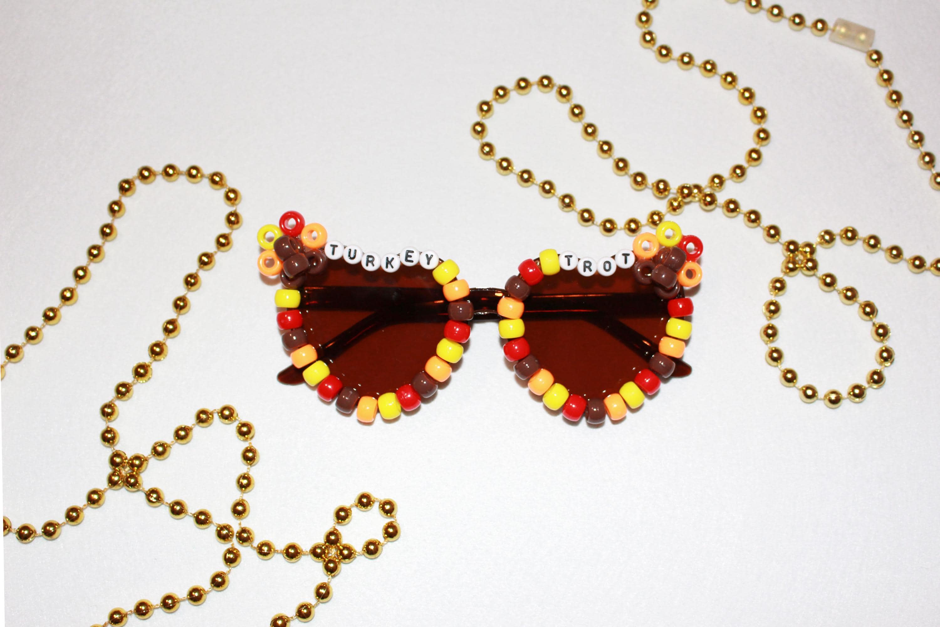 Brown Beaded "Turkey Trot" Heart Sunglasses