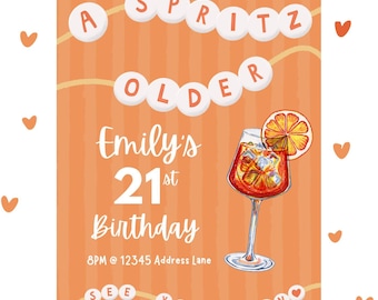 Aperol Spritz ""A Spritz Older"" Geburtstagsthema Digitale Einladung