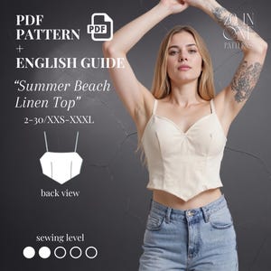 Sweetheart Bustier Top Sewing Pattern: Fitted Crop Camisole (PDF Pattern, Sizes 2-30)
