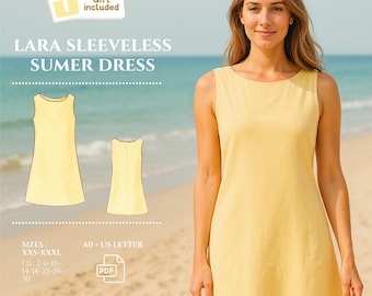 Sleeveless Summer Dress Sewing Pattern: Easy A-Line Design (PDF Download)