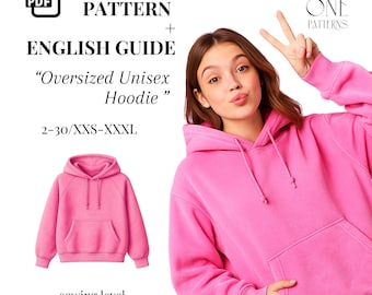 Oversized Hoodie Sewing Pattern PDF | Unisex Sweatshirt with Kangaroo Pocket | DIY Casual Loungewear Sizes 2–30