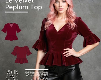 Peplum Tank Top Sewing Pattern: Ruffle Sleeve Blouse (PDF Download, XS-3XL)