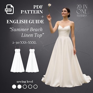 Bridal Gown Maxi Dress PDF Pattern: Spaghetti Strap Wedding Dress (US Sizes 2-30)