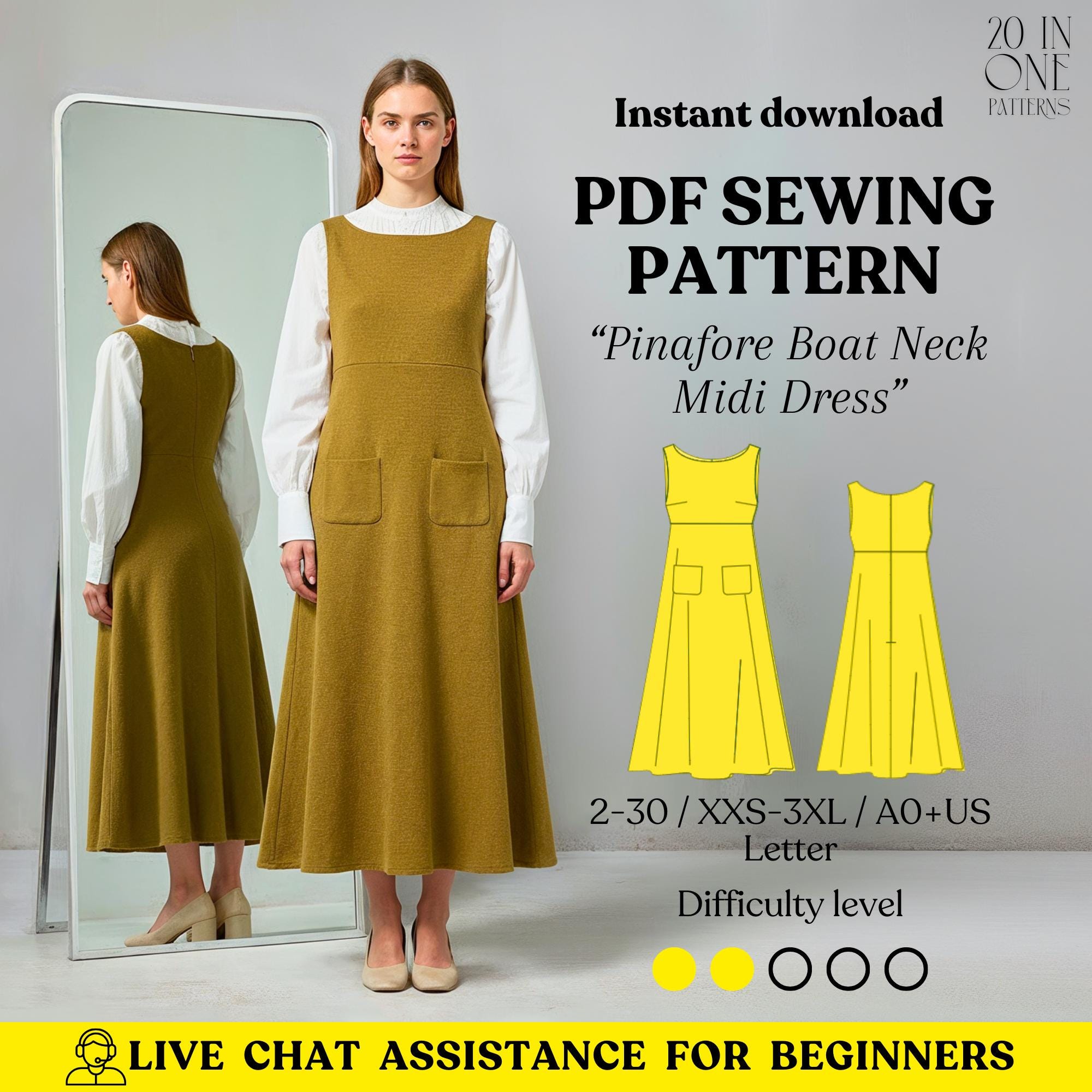 knee length dresses for ladies Easy Jumper Dress Sewing Pattern