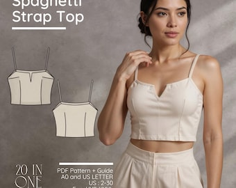 Linen Bustier Crop Top Sewing Pattern: Beginner-Friendly Camisole (PDF Pattern)