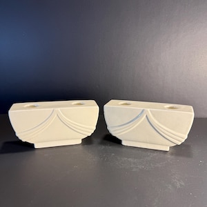 Red Wing Cream Art Deco Candle Holders