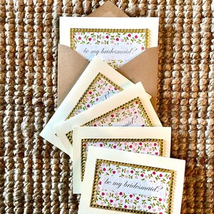 Juego de cartas de papelería "Sé mi dama de honor" hechas a mano (juego de 5)