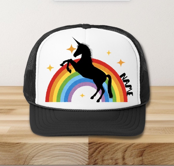 Cappellino da camionista personalizzato con unicorno e arcobaleno, cappellino personalizzato per ragazze - Italia