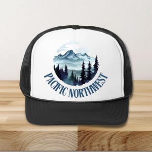 Mountain Trucker Hat, Pacific Northwest Trucker Cap, Nature Hiking Trucker Hat, Summer Trucker Hat, EveryDay Outdoor Hat