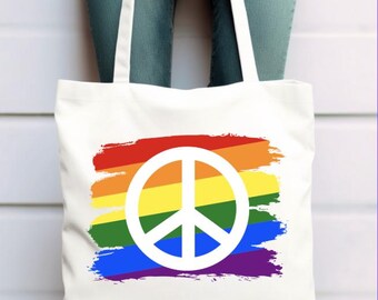 Bolso de mano con la bandera de la paz, bolso del orgullo arcoíris