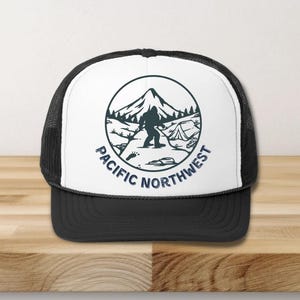 Pacific Northwest Trucker Hat, Outdoor Adventure Cap, Mountain Nature-Themed Hat, Hiking Trucker Hat, Camping Trucker Cap