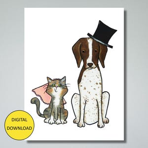 Funny Cat and Dog Wedding Card – INSTANT DOWNLOAD – Printable Card