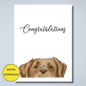 Cartão de casamento engraçado para cachorro – Labrador chocolate – DOWNLOAD INSTANTÂNEO – Cartão para impressão