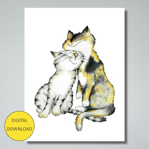 Carte postale drôle de carte de voeux de chat - TÉLÉCHARGEMENT IMMÉDIAT - Carte imprimable