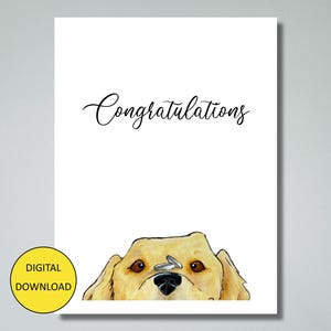 Cartão de casamento engraçado para cachorro – Labrador amarelo / Golden Retriever - DOWNLOAD INSTANTÂNEO – Cartão para impressão