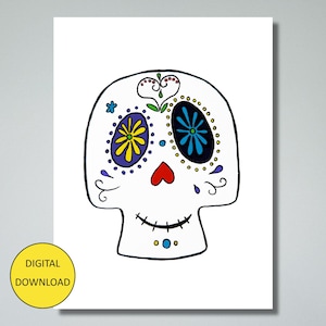 Carte d'Halloween drôle et carte postale - Carte imprimable et carte postale - Téléchargement numérique - Tête de mort en sucre