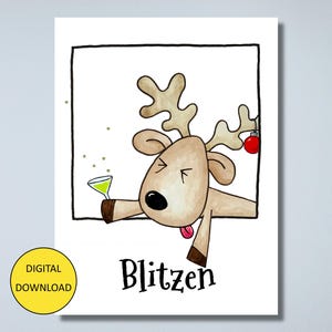 Lustige Blitzen Weihnachtskarte und Postkarte - Druckbare Karte und Postkarte - Digitaler Download