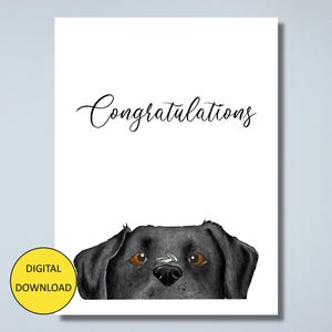 Cartão de casamento engraçado para cachorro – Black Lab - DOWNLOAD INSTANTÂNEO – Cartão para impressão
