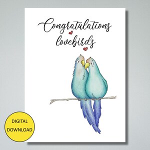 Cartão de casamento engraçado - DOWNLOAD INSTANTÂNEO - Cartão para impressão - Parabéns, pombinhos!