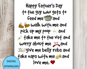 Divertente biglietto di auguri per la festa del papà dal cane – DOWNLOAD IMMEDIATO STAMPABILE – Al ragazzo che mi nutre e mi porta a spasso e...