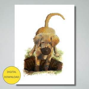 Carte postale drôle de carte de voeux de chiot de golden retriever - TÉLÉCHARGEMENT IMMÉDIAT - carte imprimable