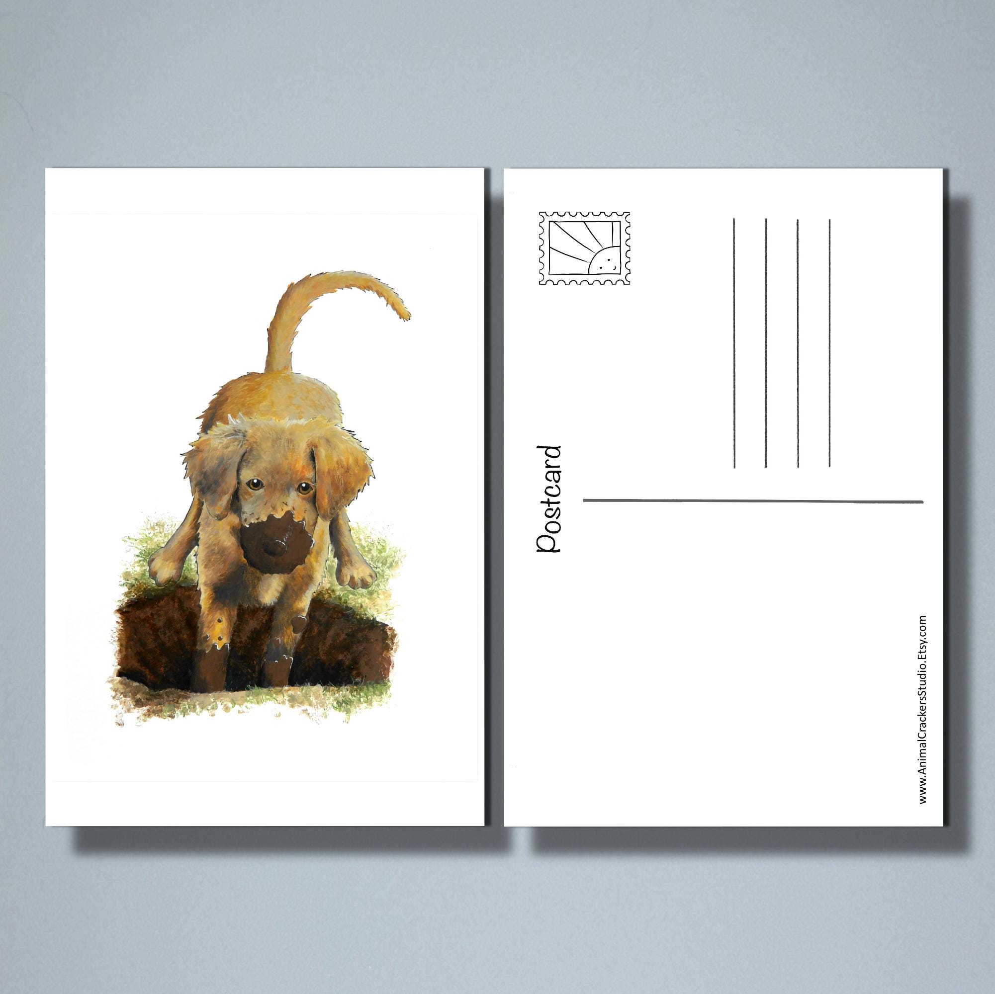 Funny Golden Retriever Puppy Greeting Card Postcard – INSTANT DOWNLOAD ...