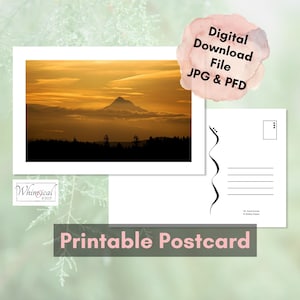 Cartão postal magnífico do Monte Hood ao nascer do sol - Cartão postal digital em PDF e JPG