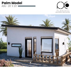 Studio ADU-huisplattegrond pdf | Tiny Home-ontwerp 20 x 20 | Blauwdruk pension | Moderne kleine woning | Handpalmmodel: